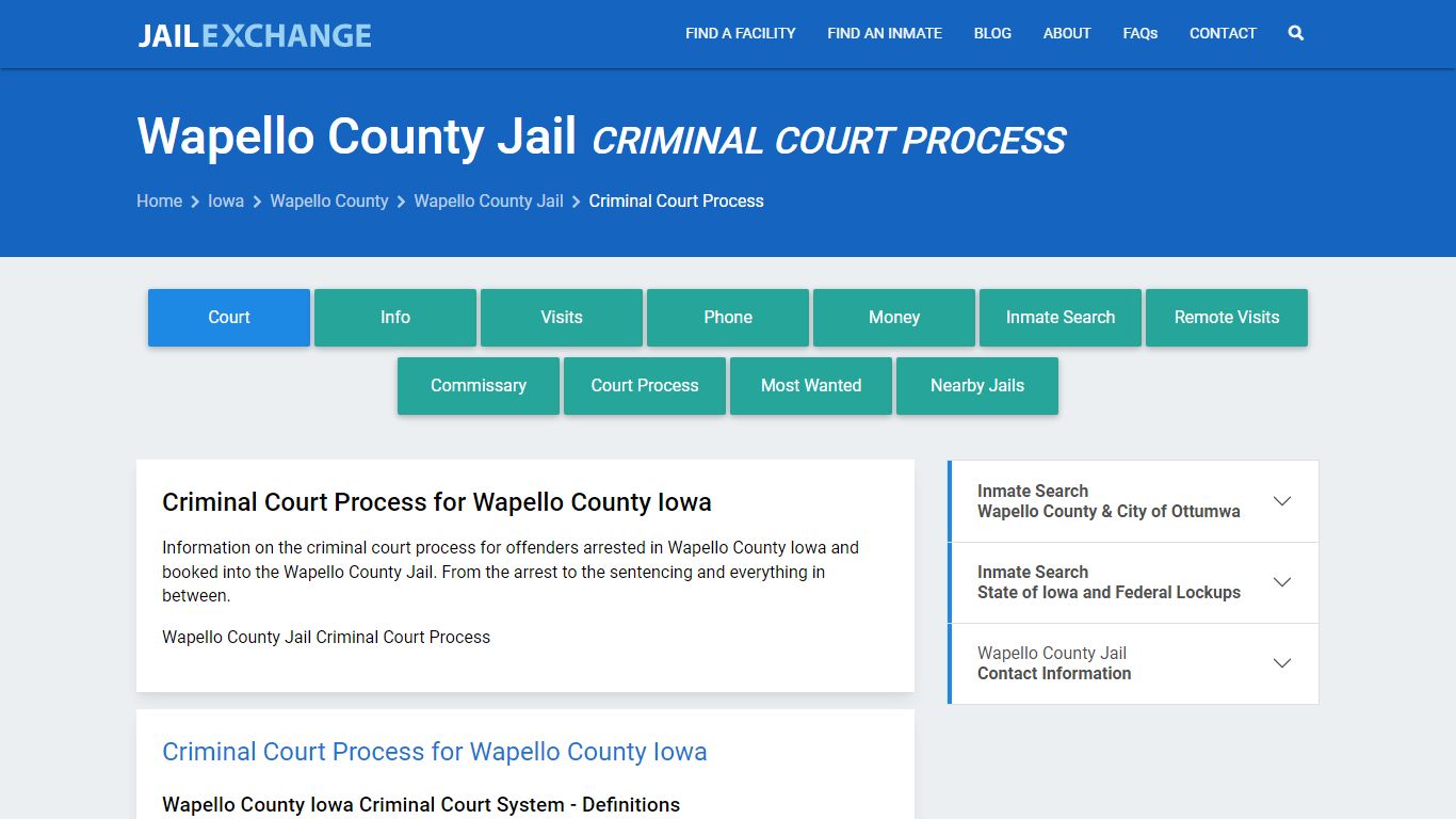 Wapello County Jail Criminal Court Process - Jail Exchange