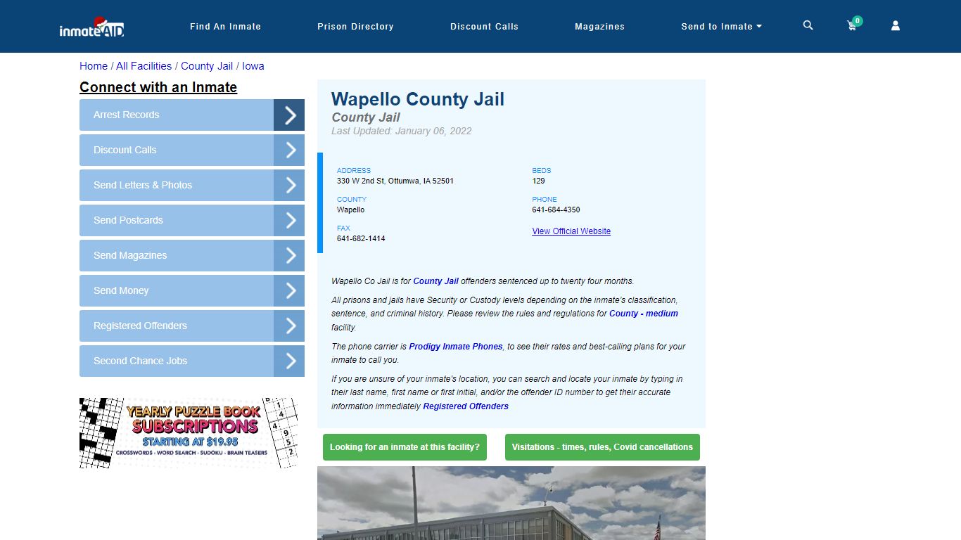 Wapello County Jail - Inmate Locator - Ottumwa, IA
