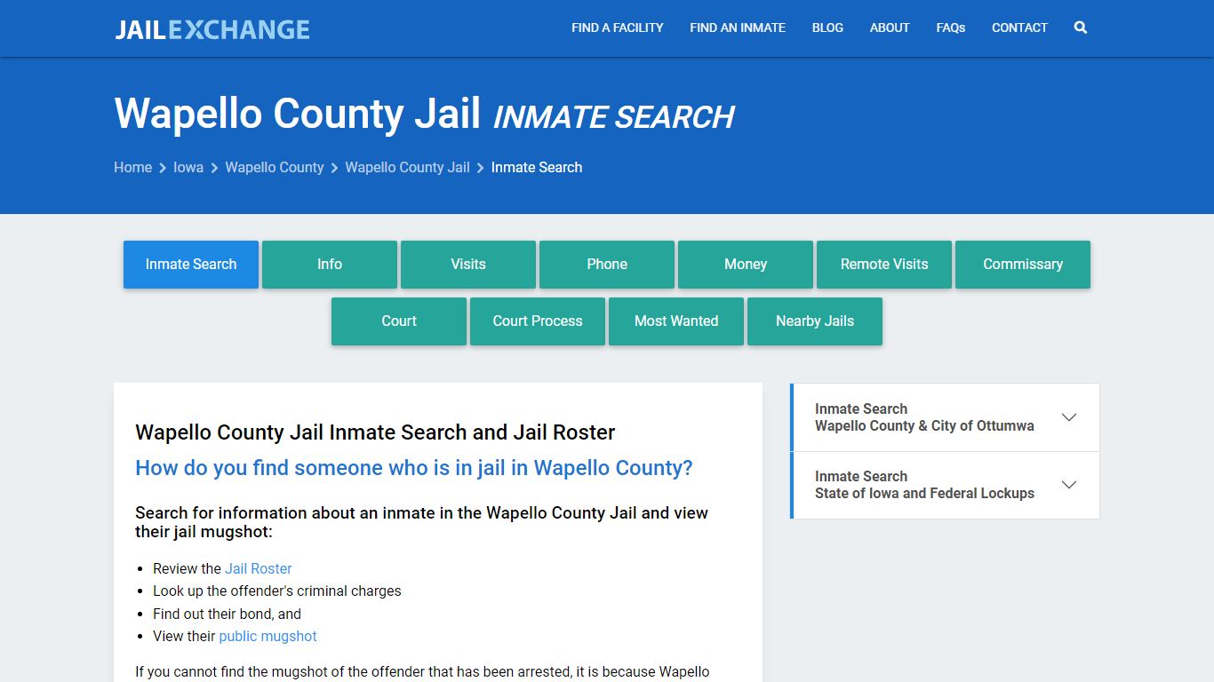 Inmate Search: Roster & Mugshots - Wapello County Jail, IA