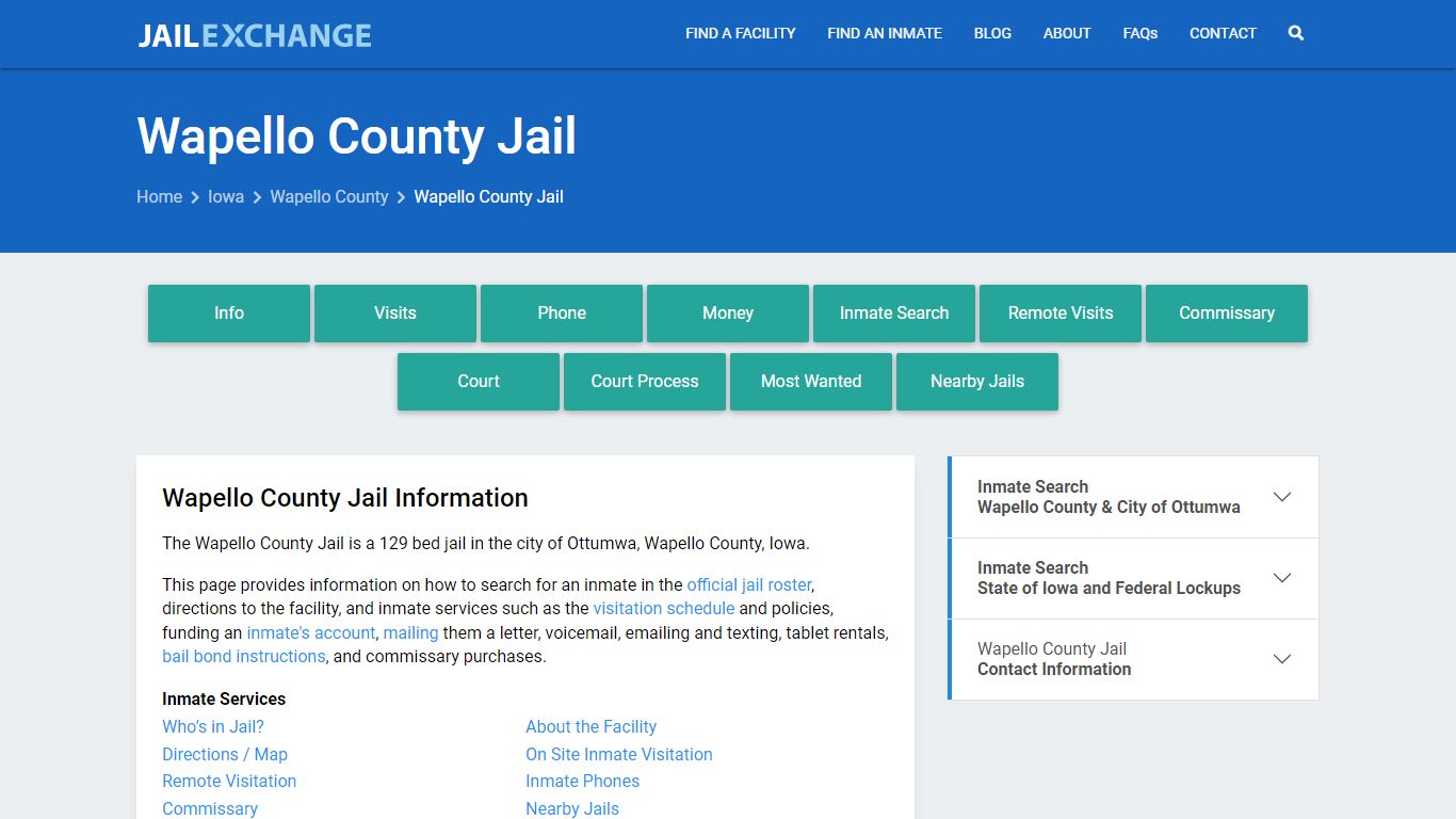 Wapello County Jail, IA Inmate Search, Information